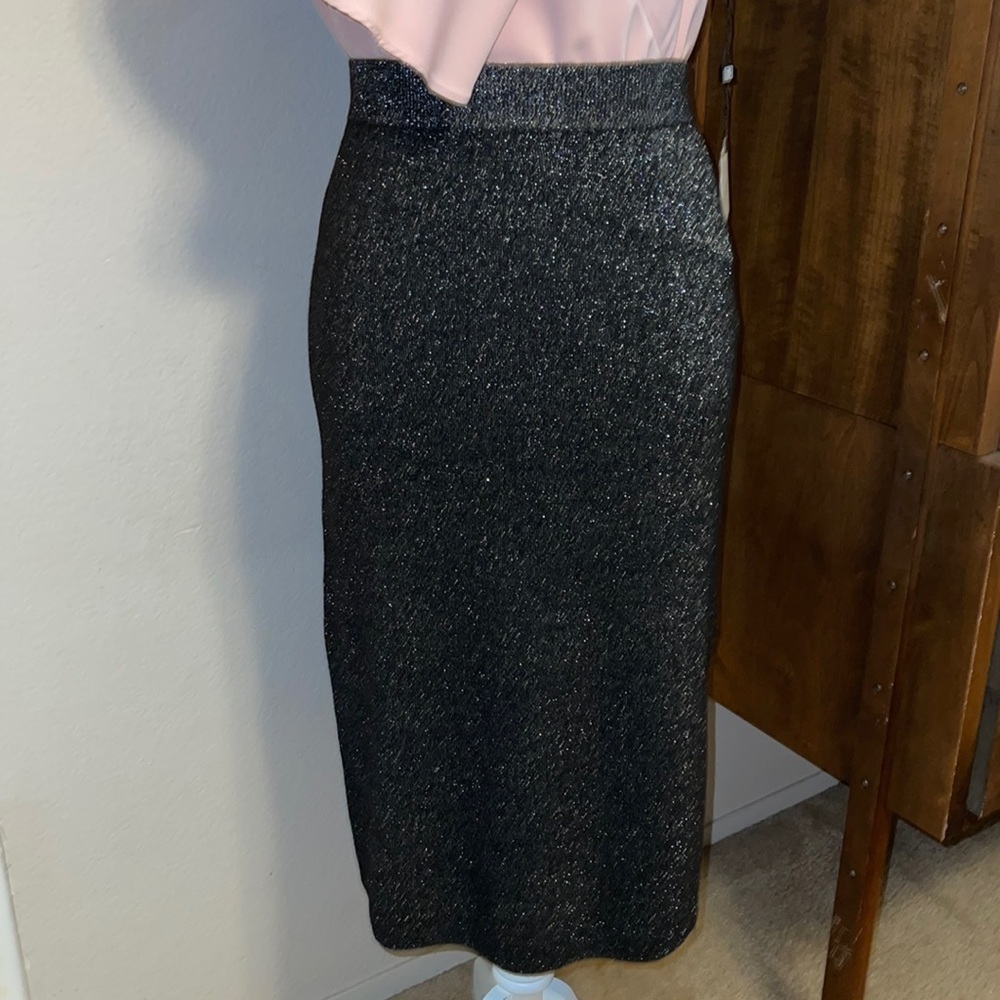 Nordstrom Halogen Black Side Slit Metallic Knit